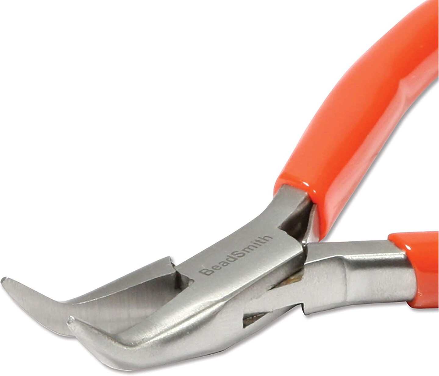 The Beadsmith Slim Line Chain Nose Pliers, with Polished Steel Head, red PVC Comfort Grip Handle with Double-Leaf Spring, Tool for Jewelry Making
