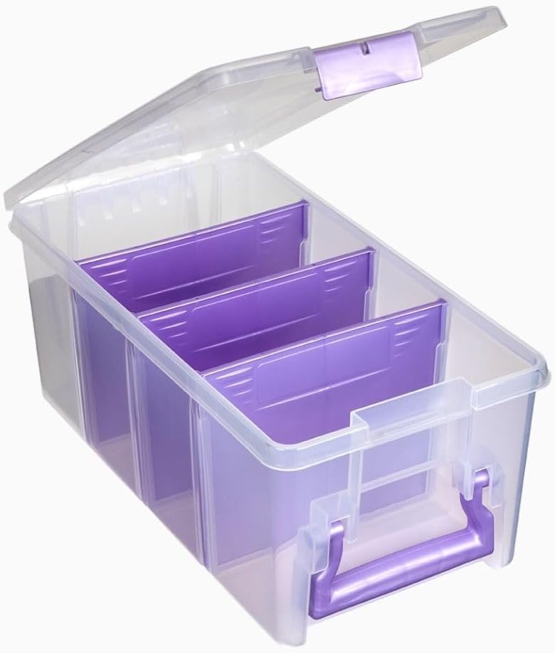 Portable Craft Organizer with 3 Dividers for Storage Case for Art & Craft Supplies(Purple)