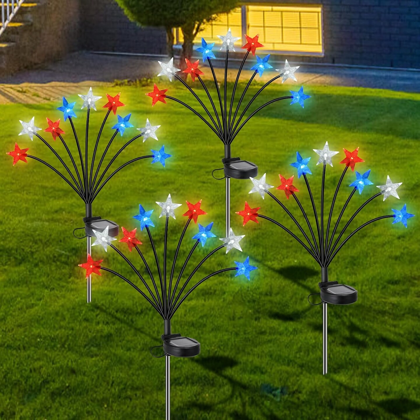 4th of July Decorations Red White and Blue Light Solar Lights