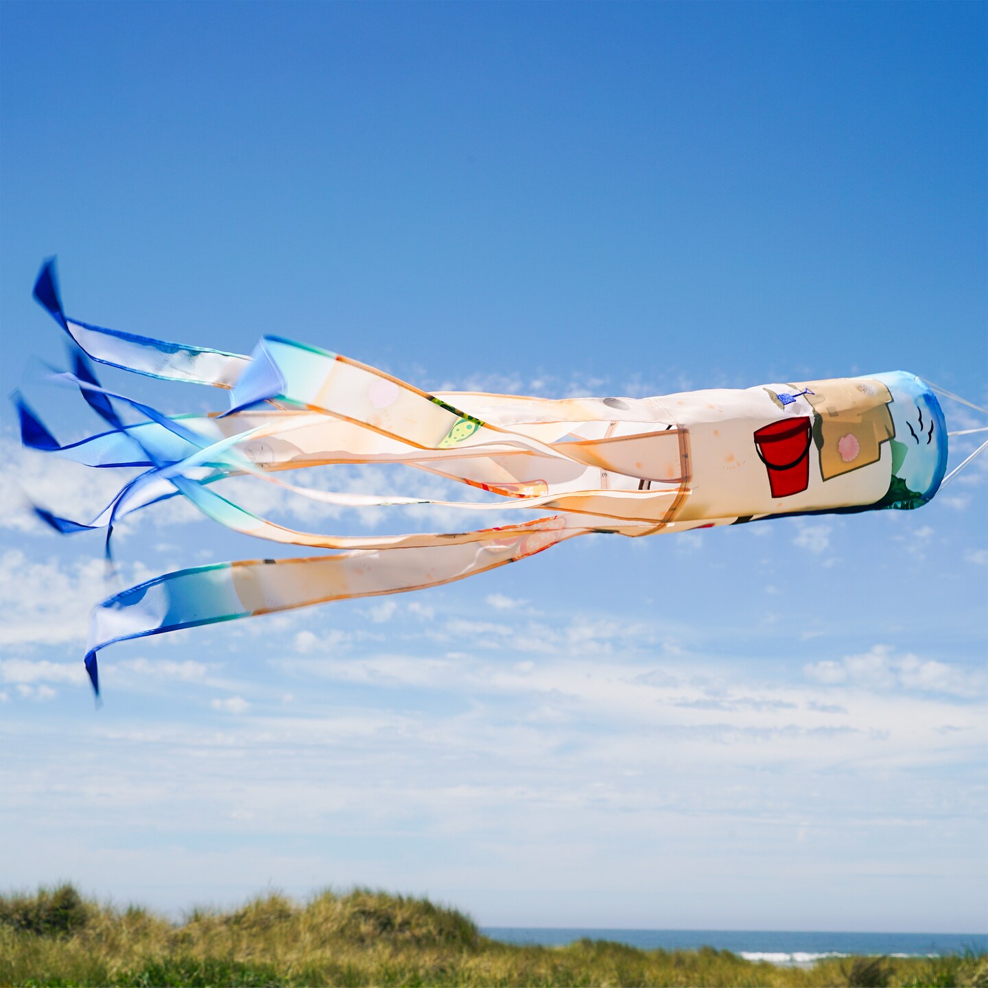 In the Breeze 5246 — Beach Day 40-inch Illusion Windsock — Vibrant, Fully Printed Windsock with Embroidered Details