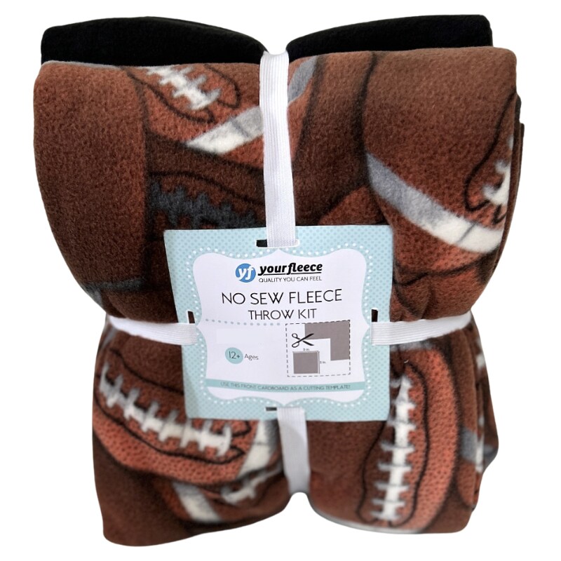 Football Anti-Pill Fleece Fabric No-Sew Throw Kit (50x60)