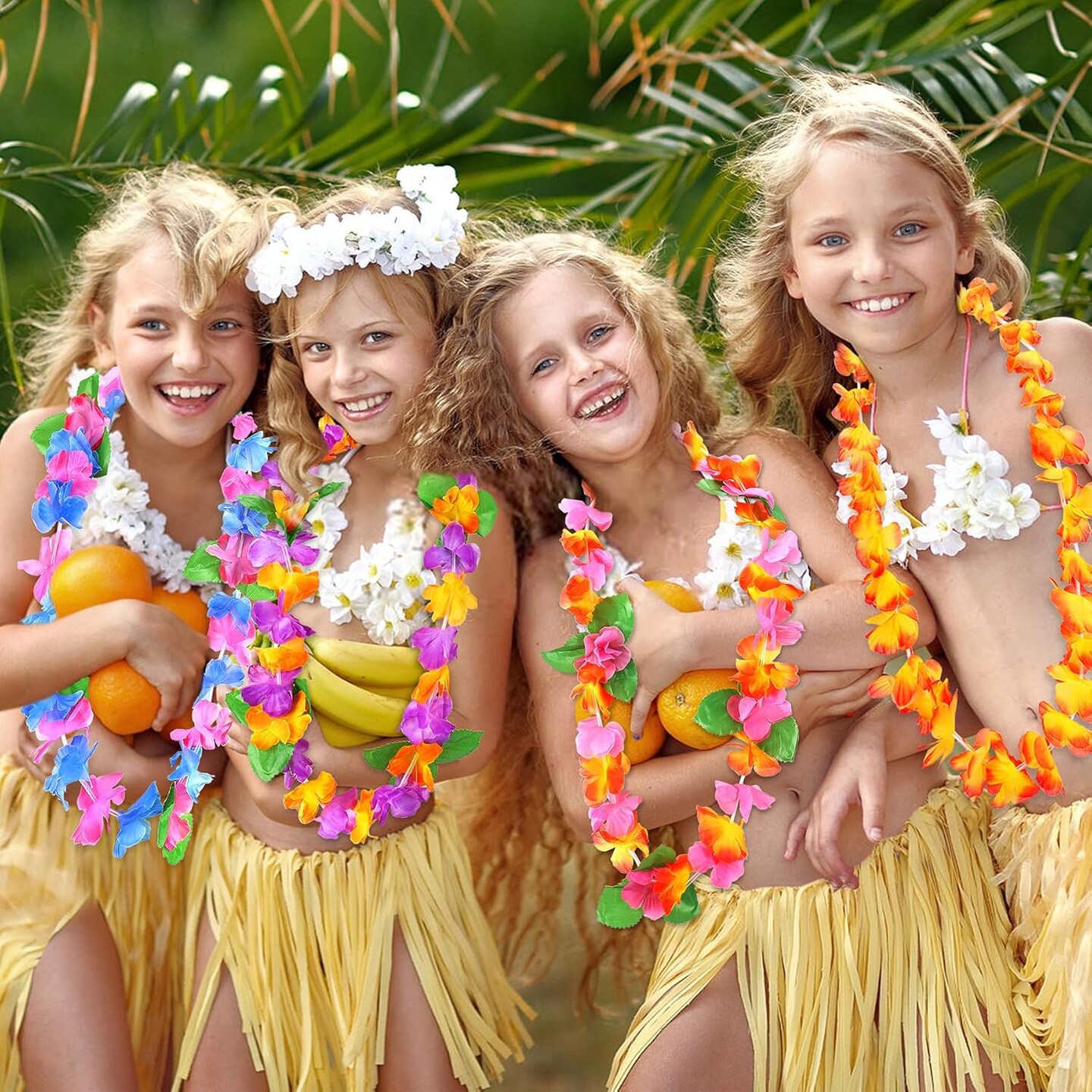 Hawaiian Leis for Luau Party, 36PCS Tropical Flower Lei for Summer Party Supplies
