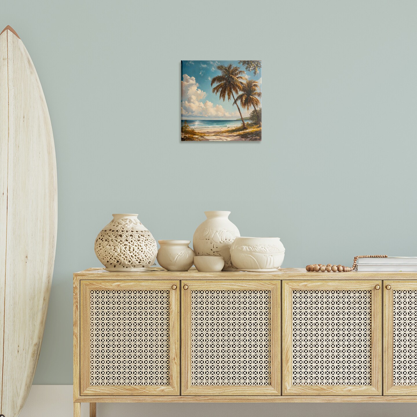 Stupell Industries Summer Beach with Two Palms Canvas By LSR Creative Studio