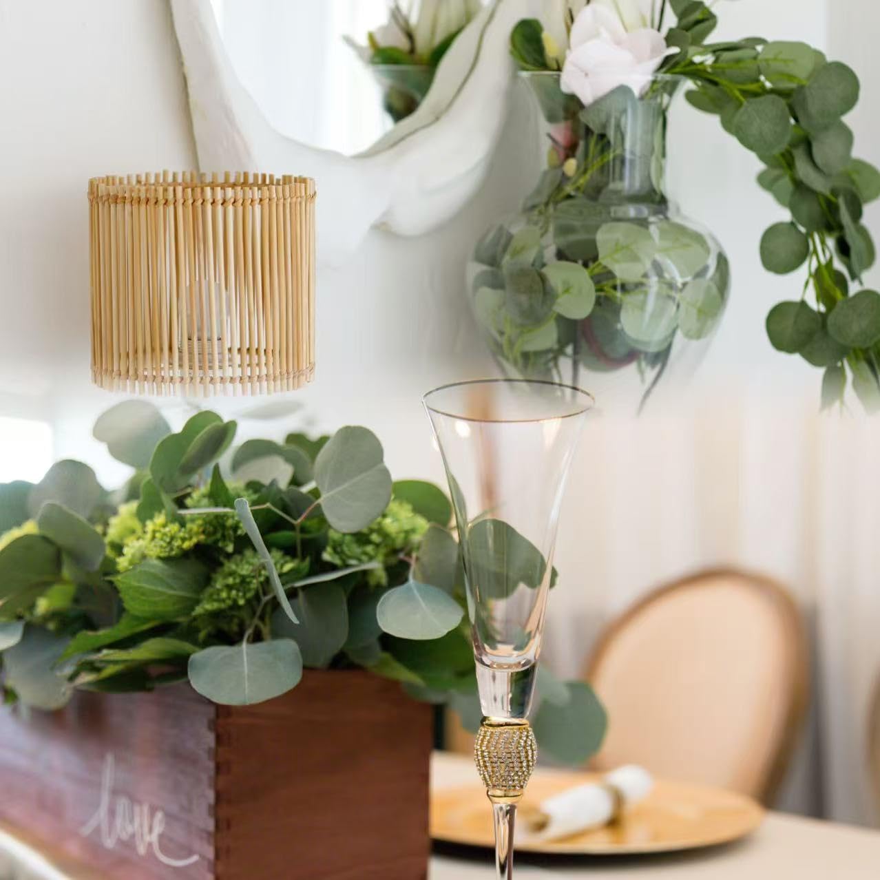 8Pcs Artificial Eucalyptus Garland Greenery Leaves Silk Vines