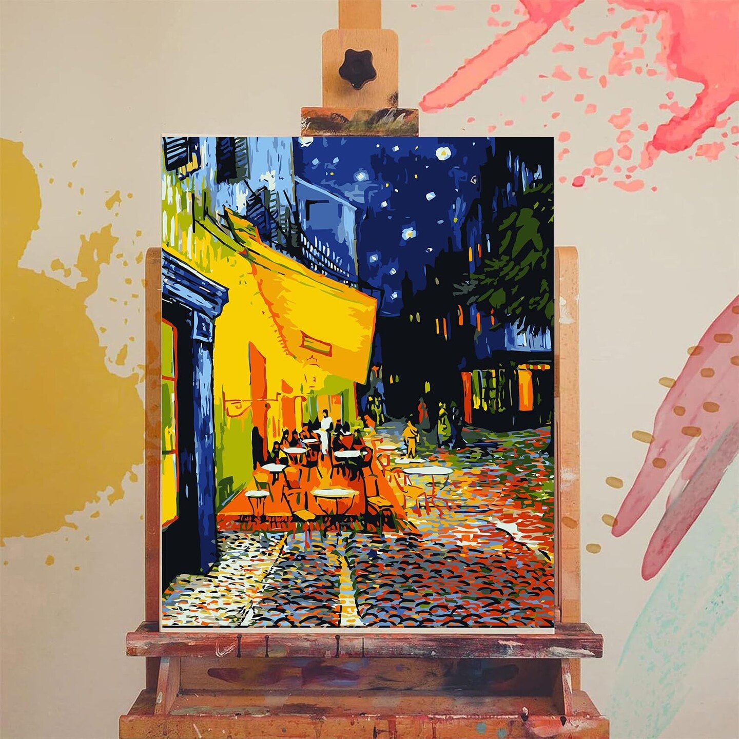 Paint by Numbers for Adults and Beginner, 4 Pack Van Gogh Starry Night, Without Frame DIY Oil Painting Acrylic Paints, Home Wall Decor Gift (16x19inch)