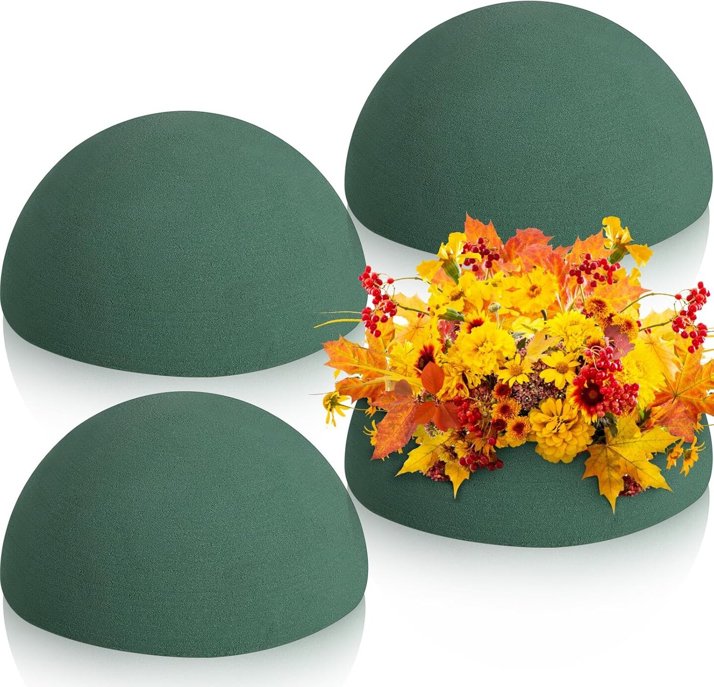 4 Pcs Half Ball Floral Foam Block Green