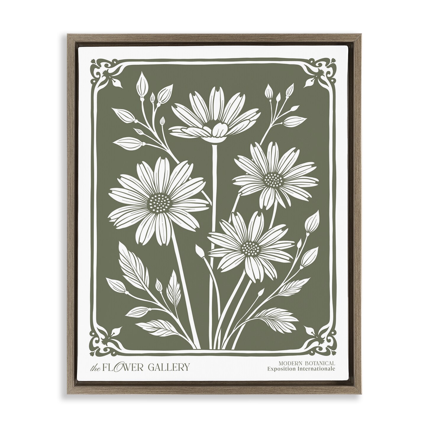 Stupell Industries Minimal Daisies on Green Floating Frame By Lettered and Lined