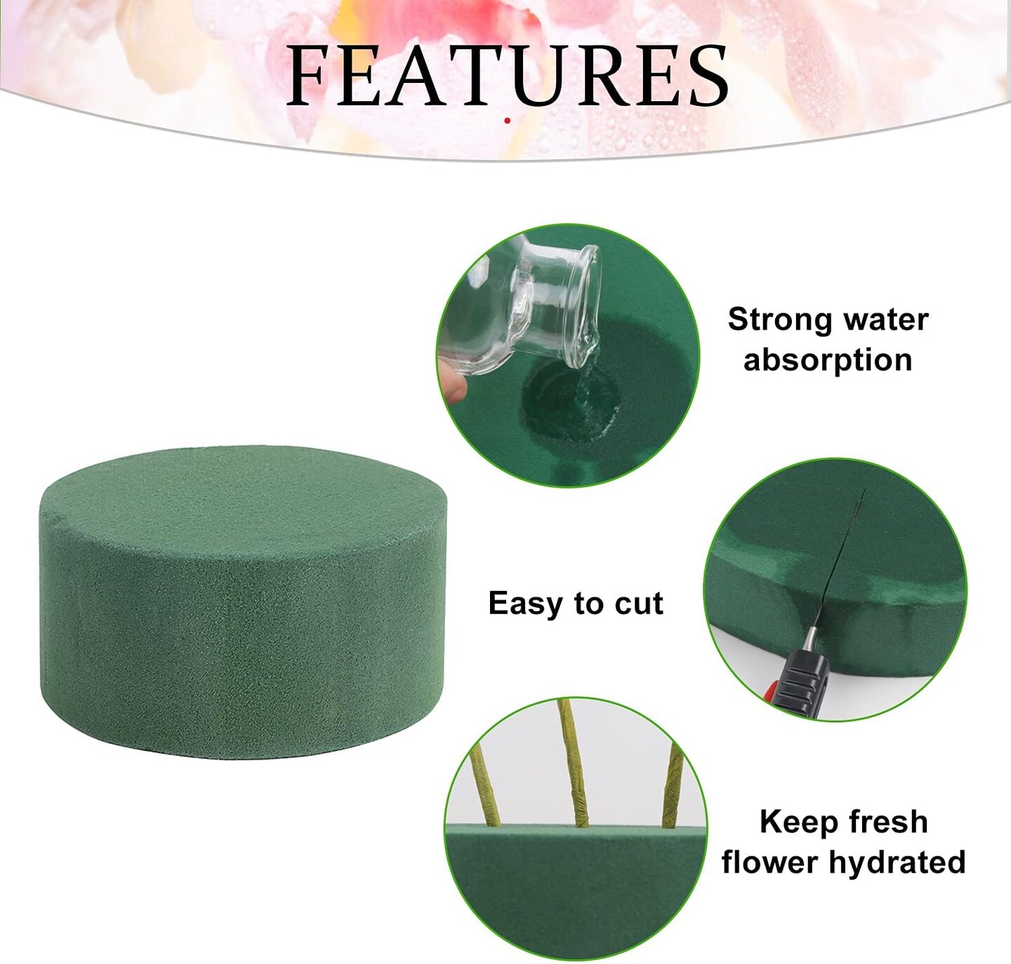 20PCS 3&#x27;&#x27; Wet Round Floral Foam Bricks