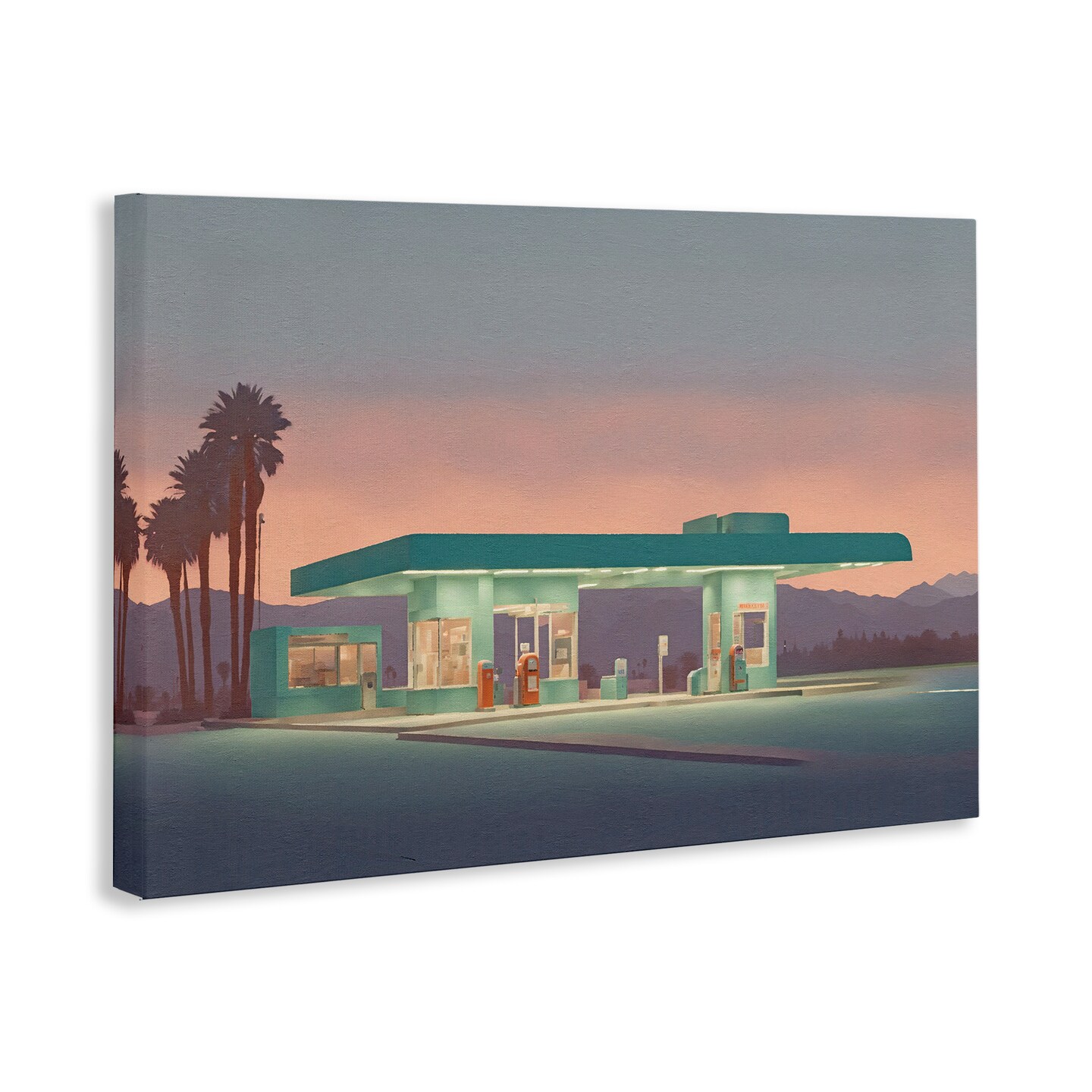Stupell Industries Deserted Gas Station at Sunset Canvas By Noah Bay
