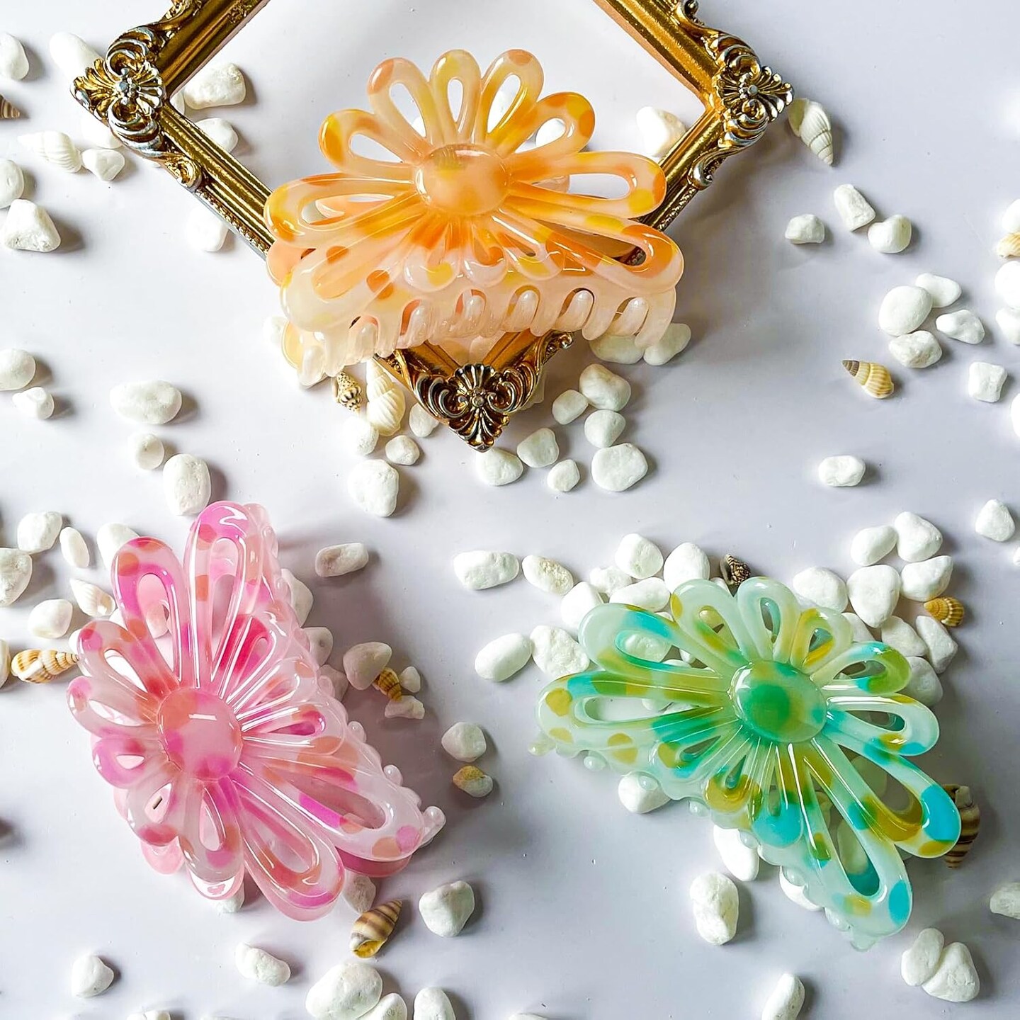3PCS Flower Hair Claw Clips for Women/Girls (A-colorful)