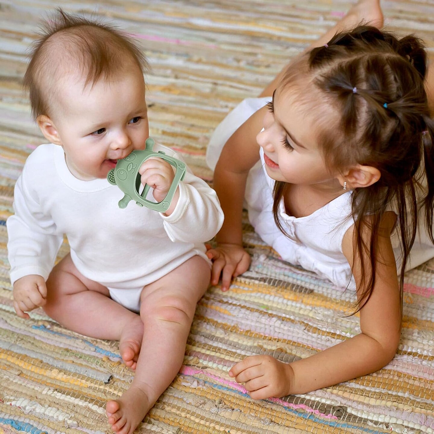 Baby Teething Toys for Infants 3+ Months Set of 3, Easy to Hold Silicone Teething Mitten