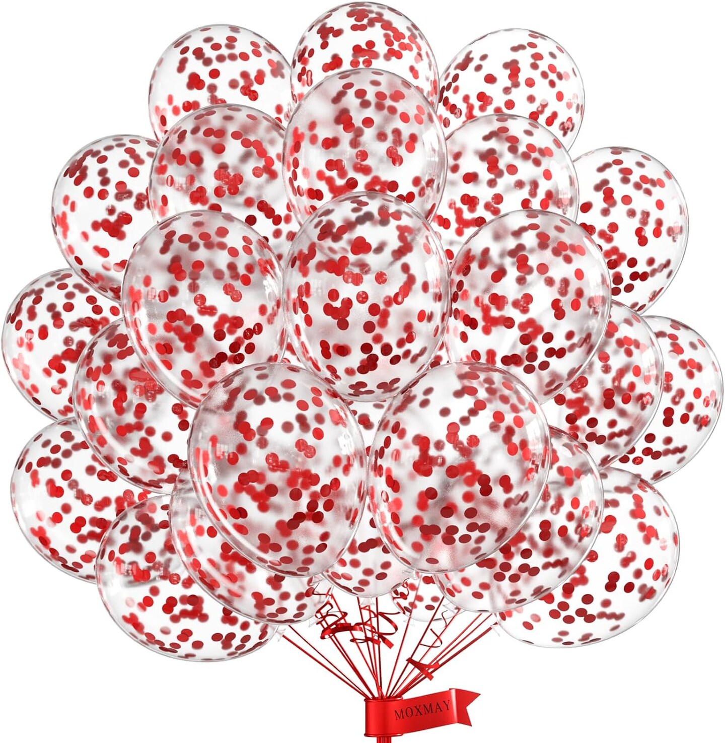 Red Confetti Balloons - 12inch, 50 Pcs Latex Balloons for Birthday