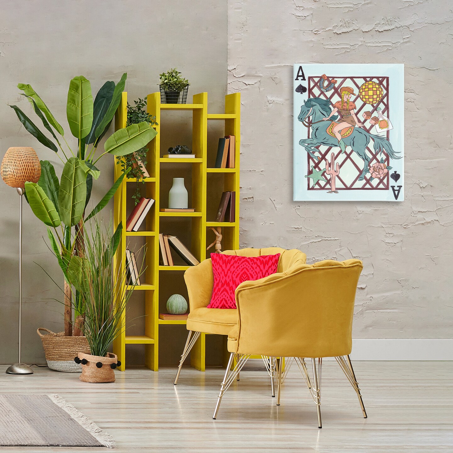 Stupell Industries Disco Cowgirl Ace Card Canvas By Melissa Wang