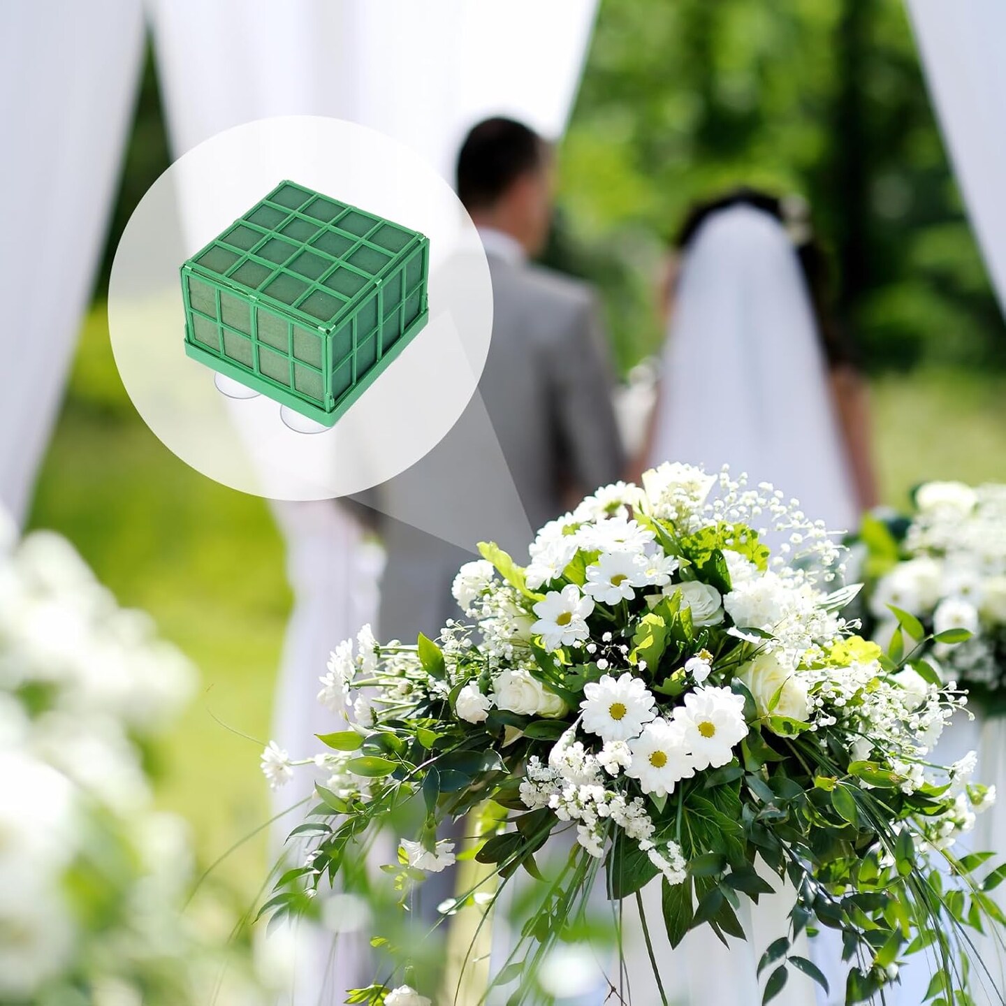 6 Pcs Floral Foam Cage Flower Holder with Floral Foam Blocks Square and Rectangle Suitable for Flower Wedding Garden Decoration and Artificial Flowers