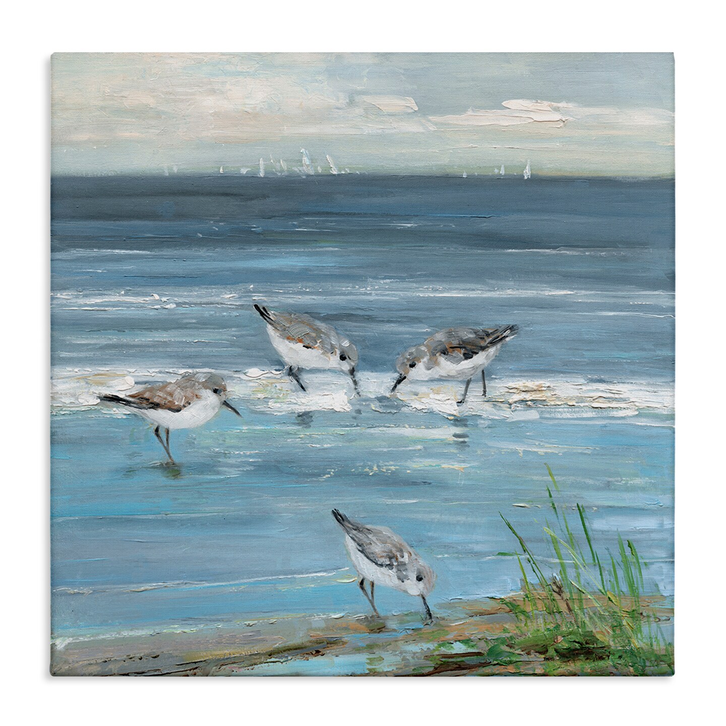Stupell Industries Relaxed Sandpipers on Shore Canvas By Sally Swatland