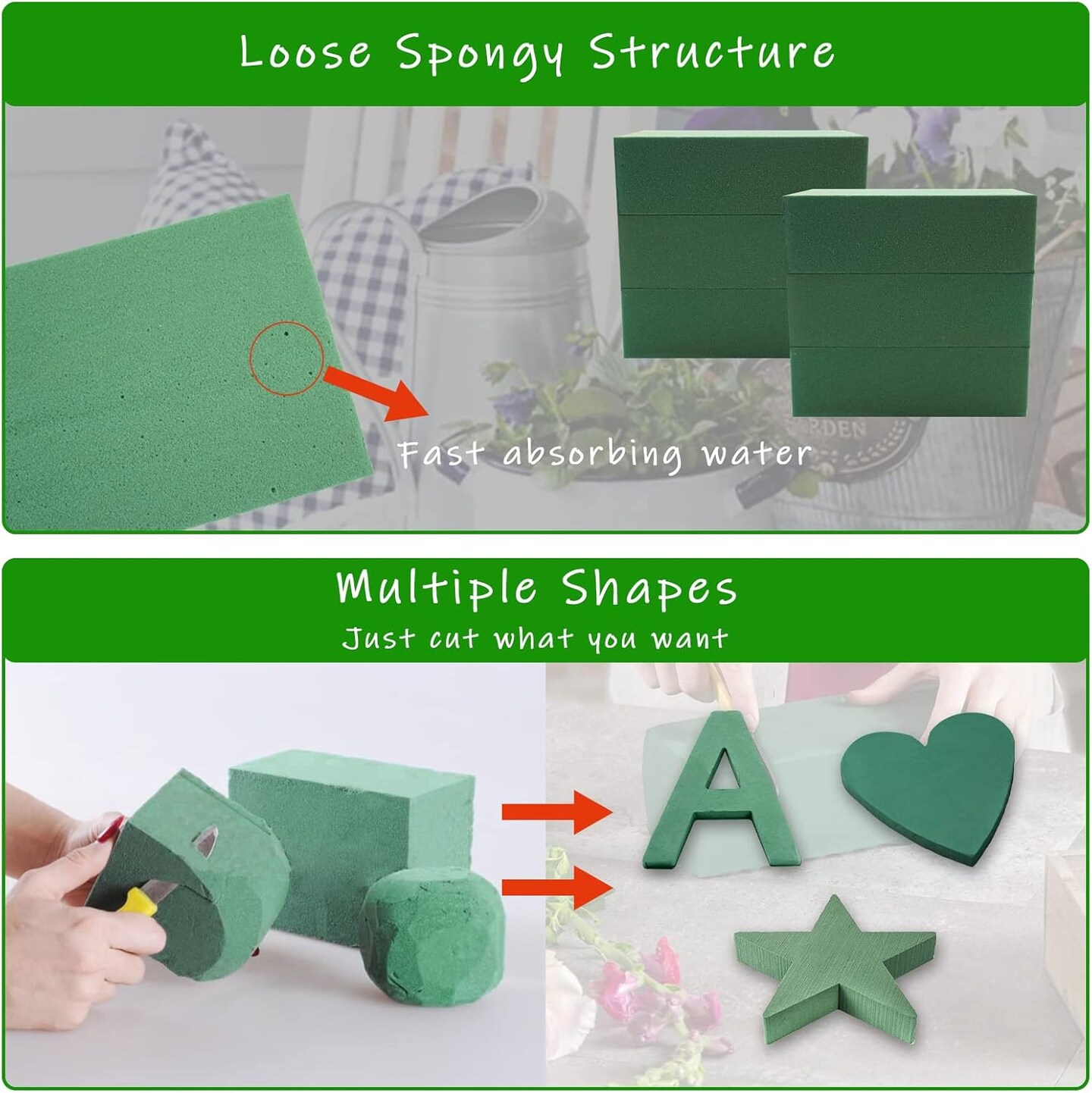 3Pcs Green Wet Dry Flower Foam Plant Foam