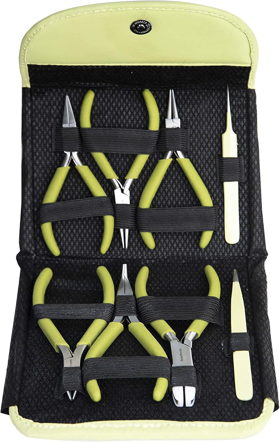 The Beadsmith Fashion Color Pliers – Slimline Color-Coordinated Tools – Matching Clutch in Beige – Jewelry Making Supply Kit to Create Necklaces, Bracelets, Earrings & More