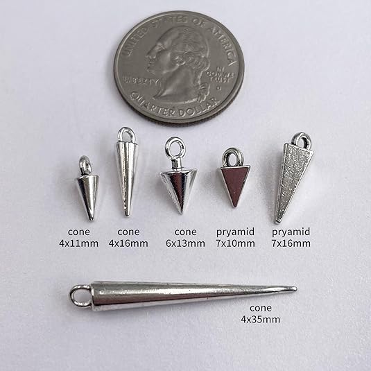 Skull Charms Silver Plated Goth Cone Pendants Bulk for Jewellry Making