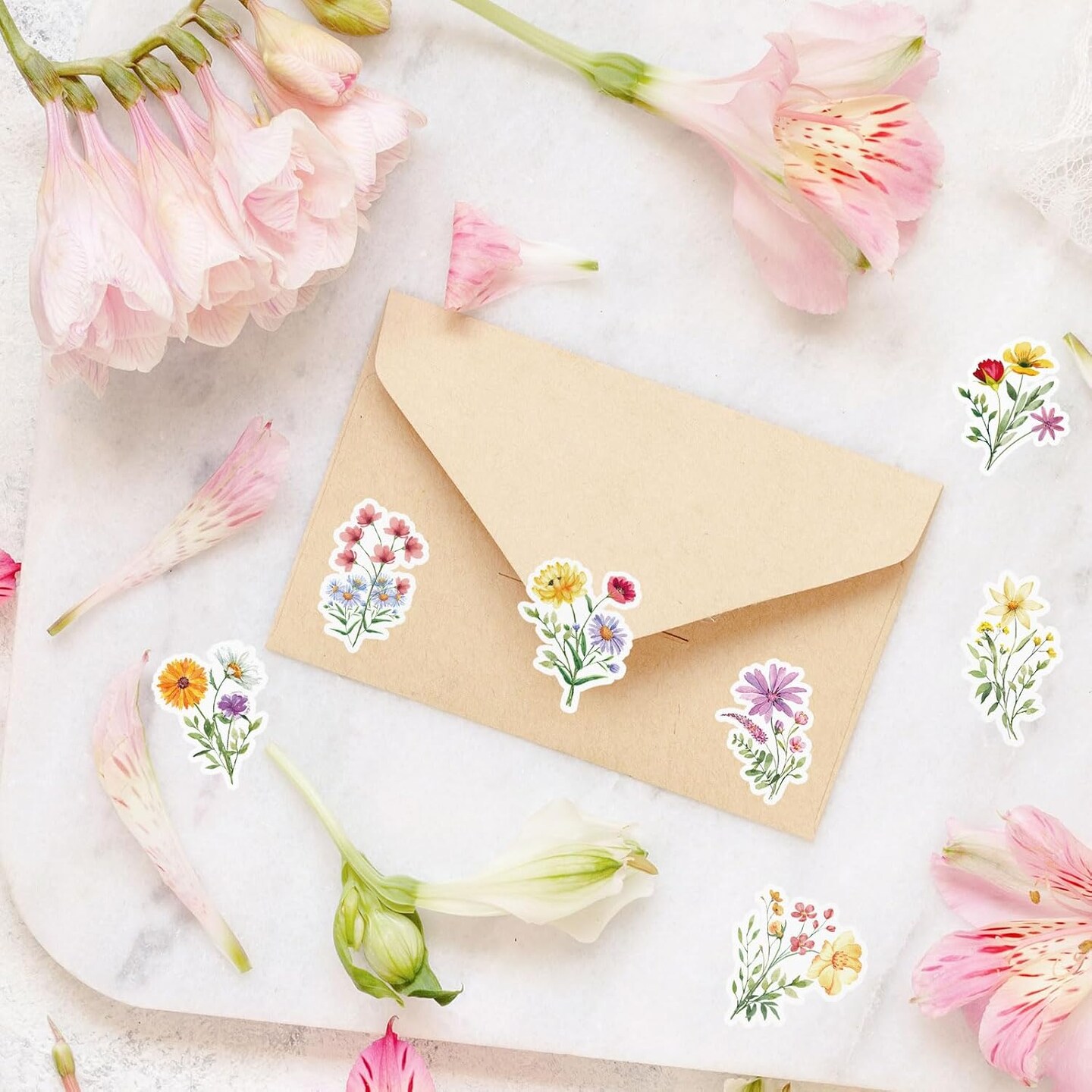 1000Pcs Wildflower Stickers Colorful Floral Paper Decals Flower Bouquet