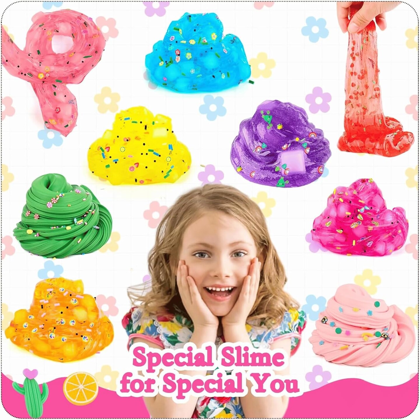 5 Pack DIY Clear Slime Kit - Includes Glitter, Resin Charms, Balls