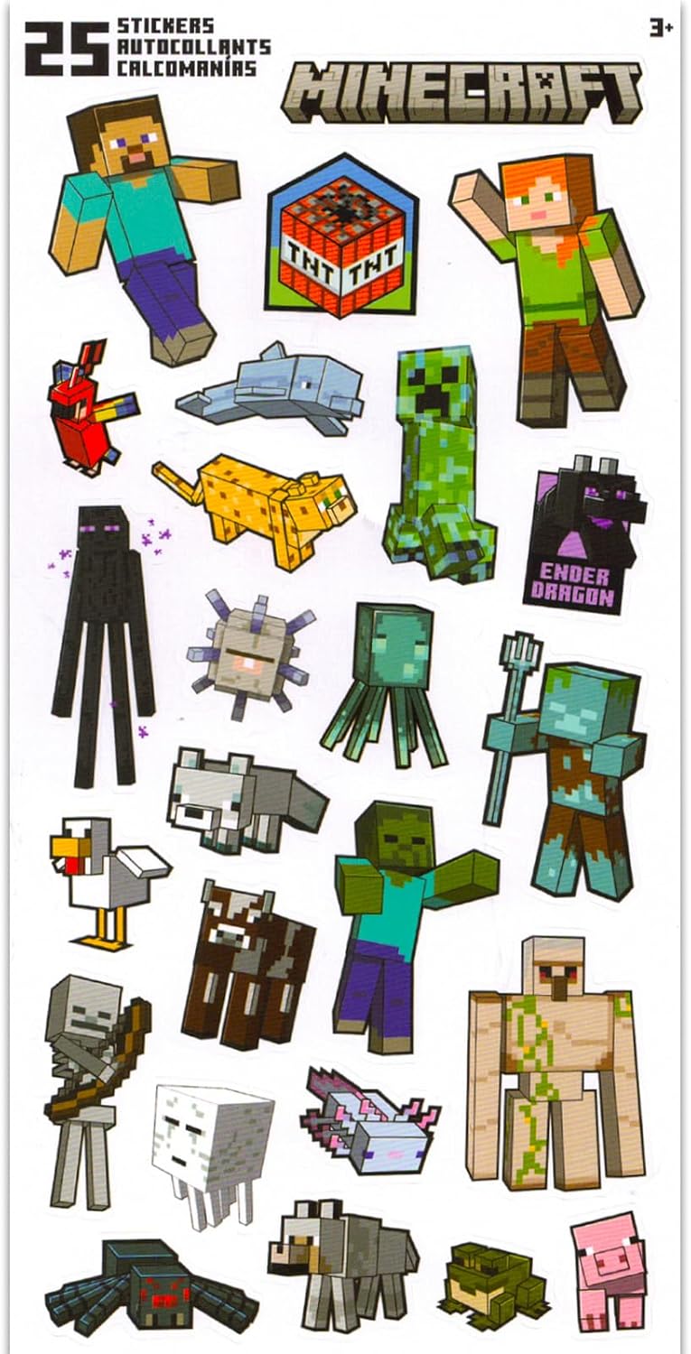 Paint Your Own Figurines Set - Bundle with DIY Painting Set Featuring Creeper and Wolf Plus Stickers, More | Minecraft Painting Kit for Kids, Boys, Girls