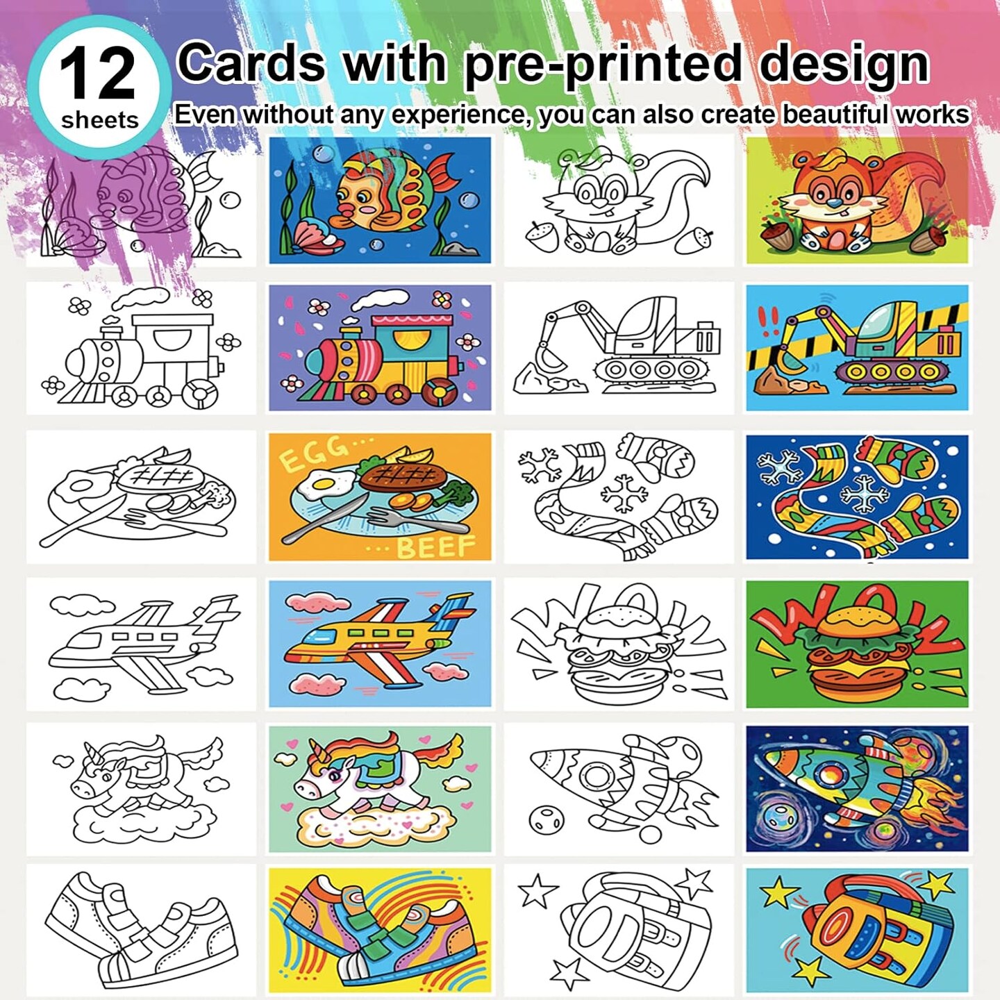 Art Paint Set with Wooden Easel Box, 24 Colors Acrylic Paints, 8 Paint