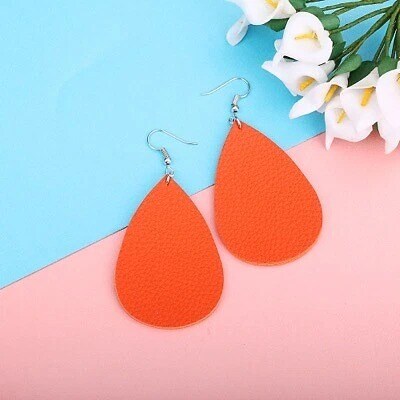 Waterdrop Leather Earrings Boho Hook Drop Dangle Jewelry
