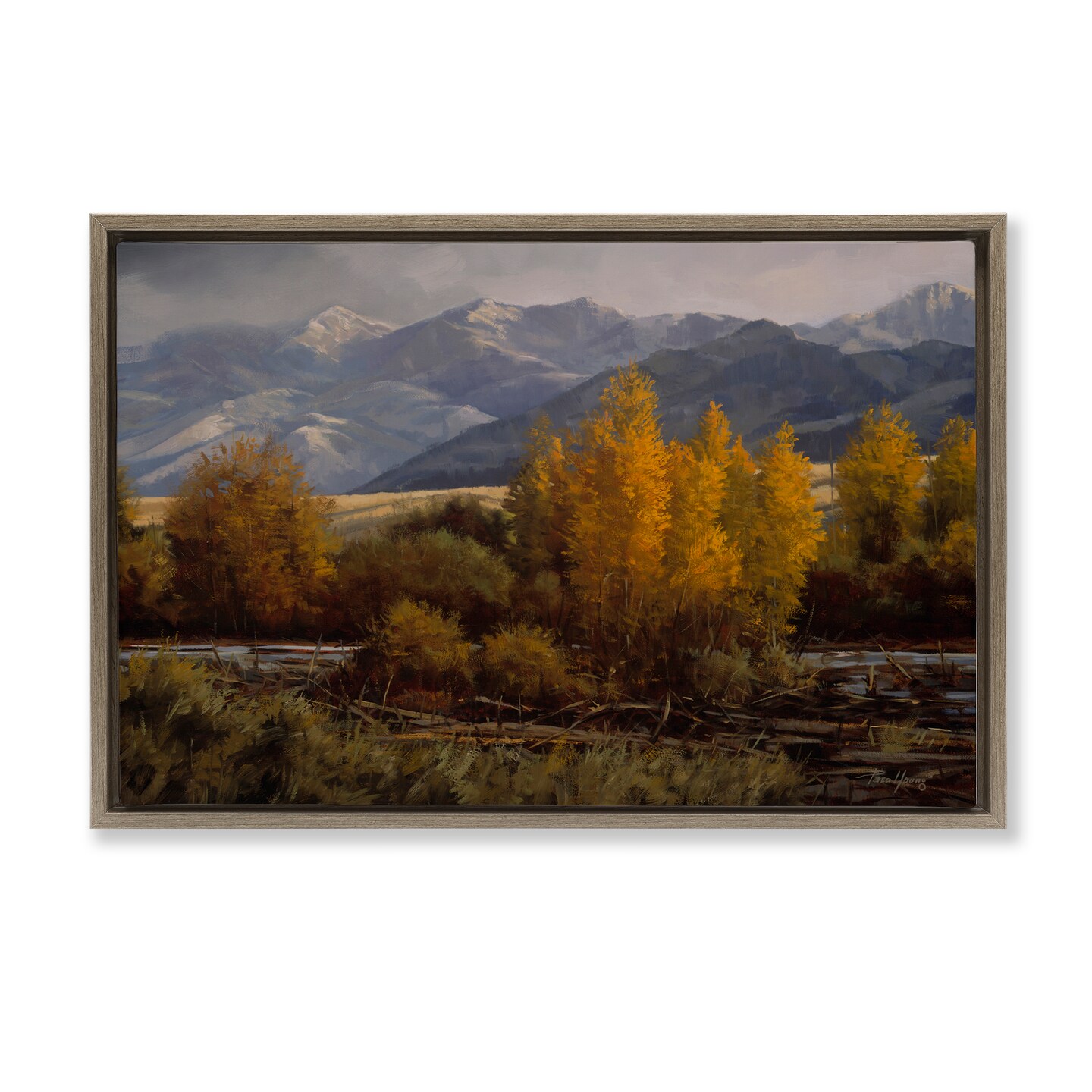 Stupell Industries Morning In Montana Mountains Floating Frame By Paco Young
