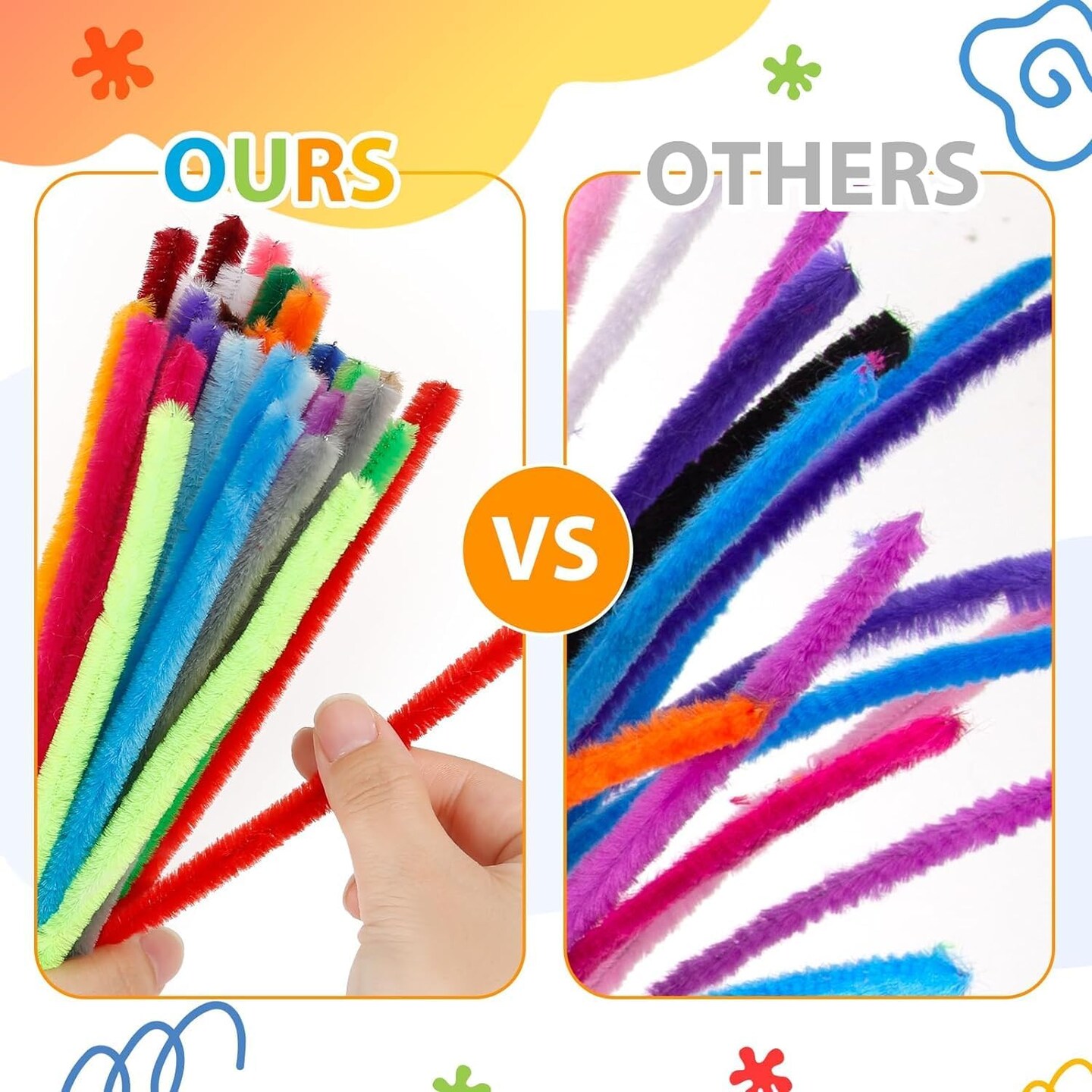 1000 Pieces Pipe Cleaners Assorted 20 Colors Chenille Stems Bulk for Kids