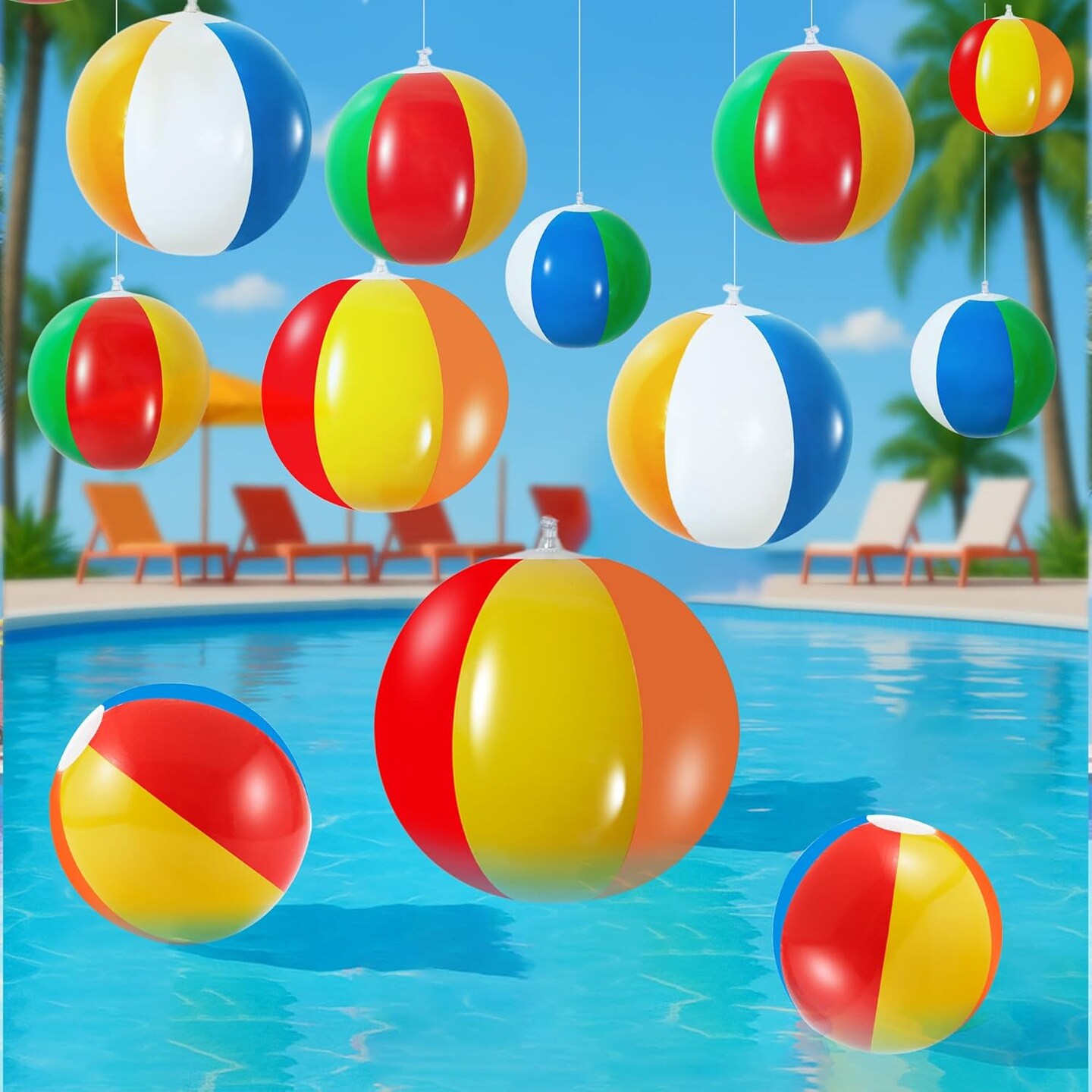 36 Pcs Inflatable Beach Balls Decorations - (5in, 12in, 16in)
