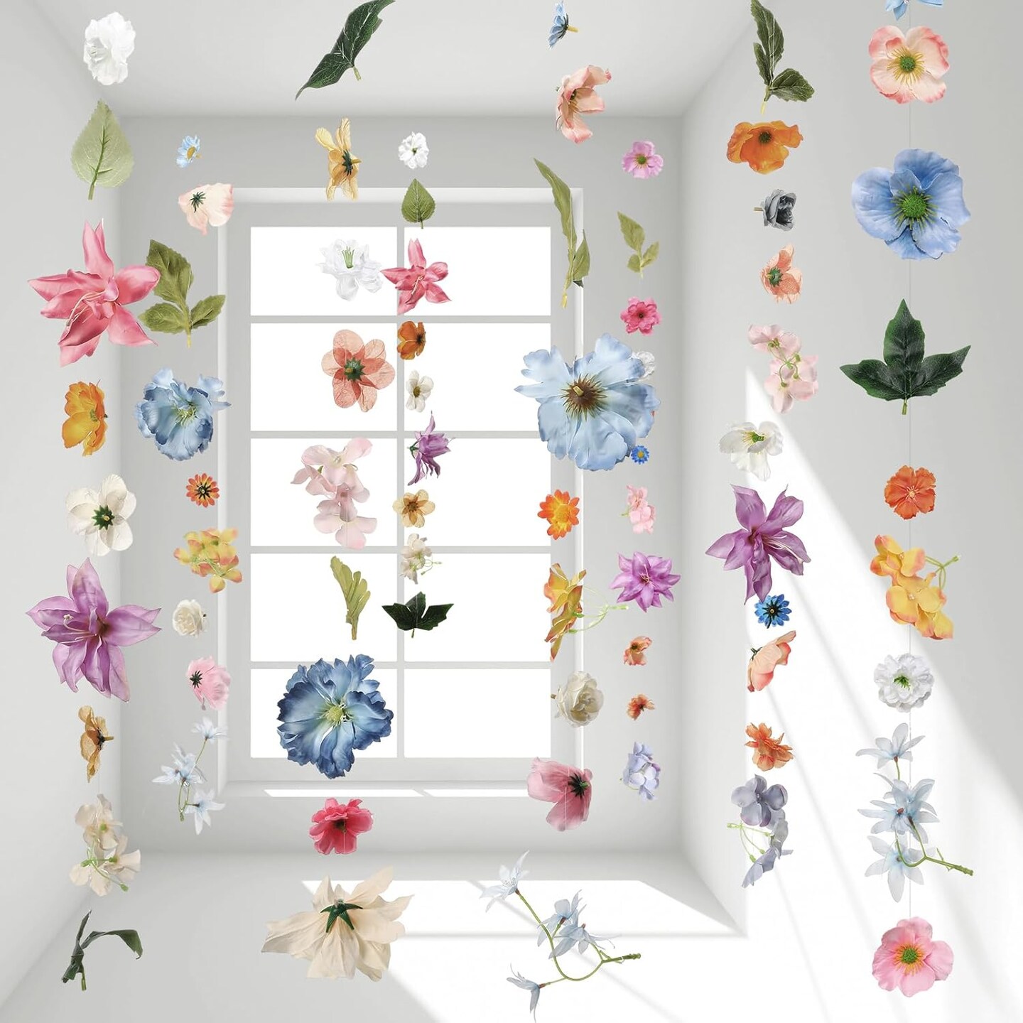 124 Pcs DIY 3D Wildflower Leaf Hanging Spring Decor Woodland Colorful Floral Wild Flower