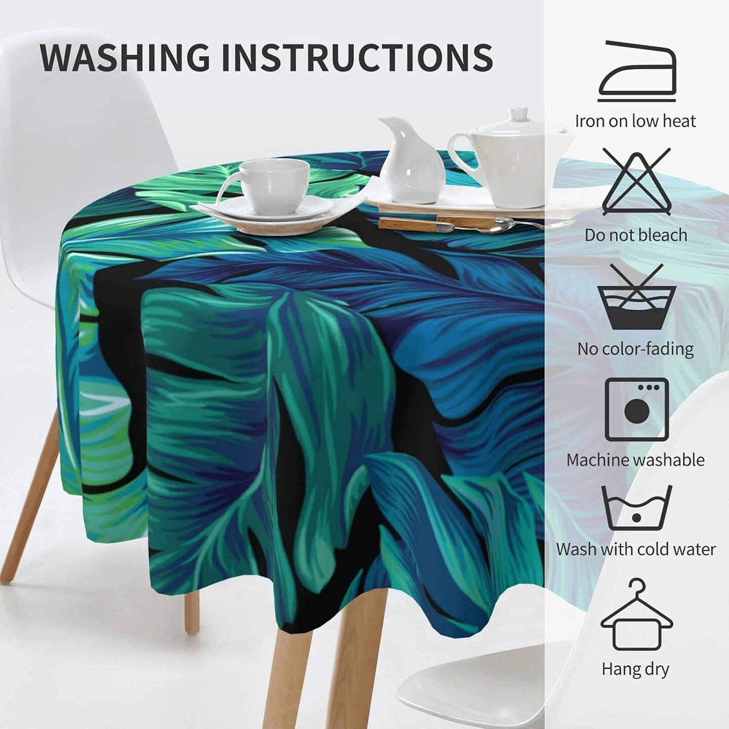 Tropical Palm Leaf Round Tablecloth Hawaiian Palm Leaves Tablecloths