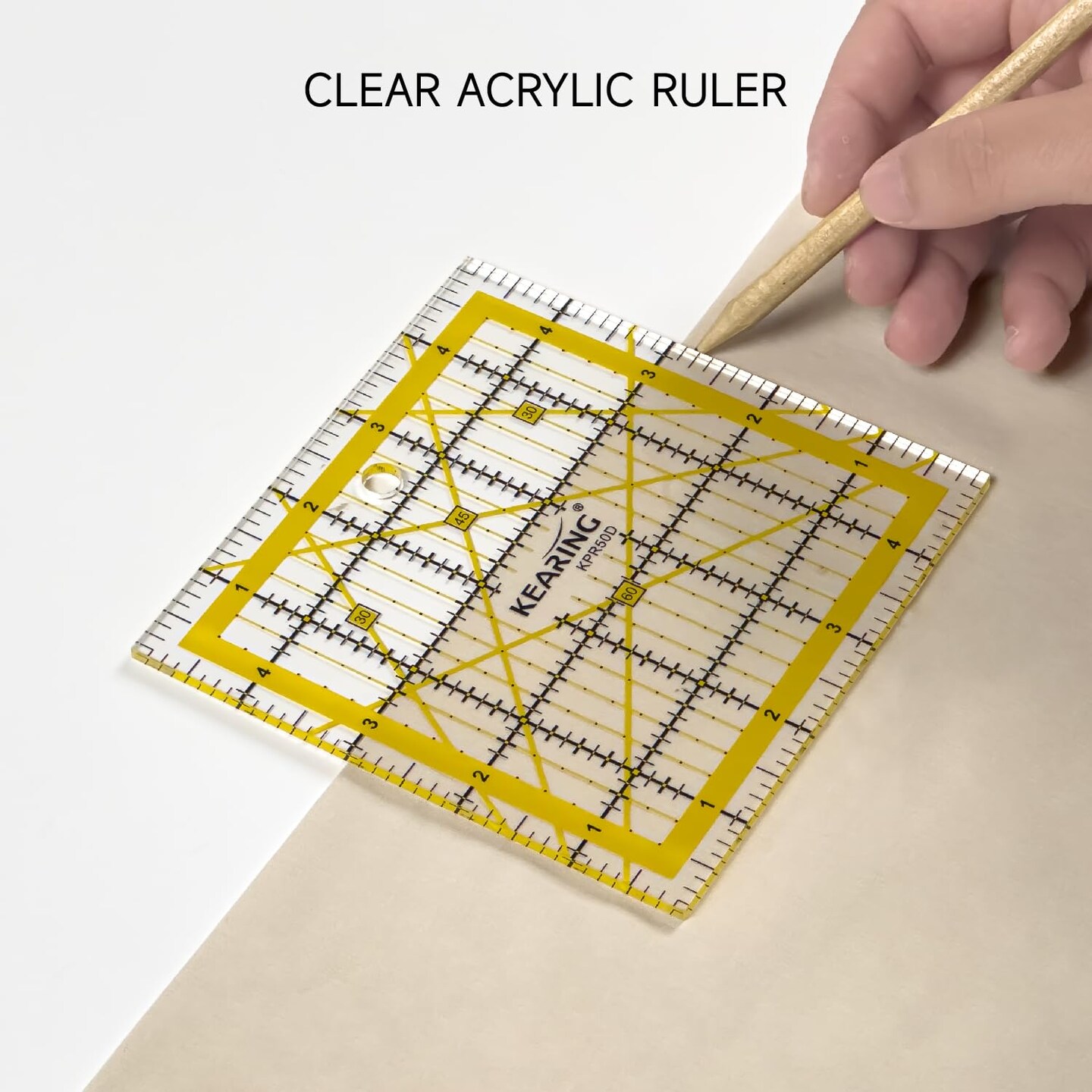 Kearing® Patchwork Quilting Ruler, Non-Slip Acrylic Sewing Ruler for Cutting Fabric, Quilting Square Ruler, Assorted Sizes