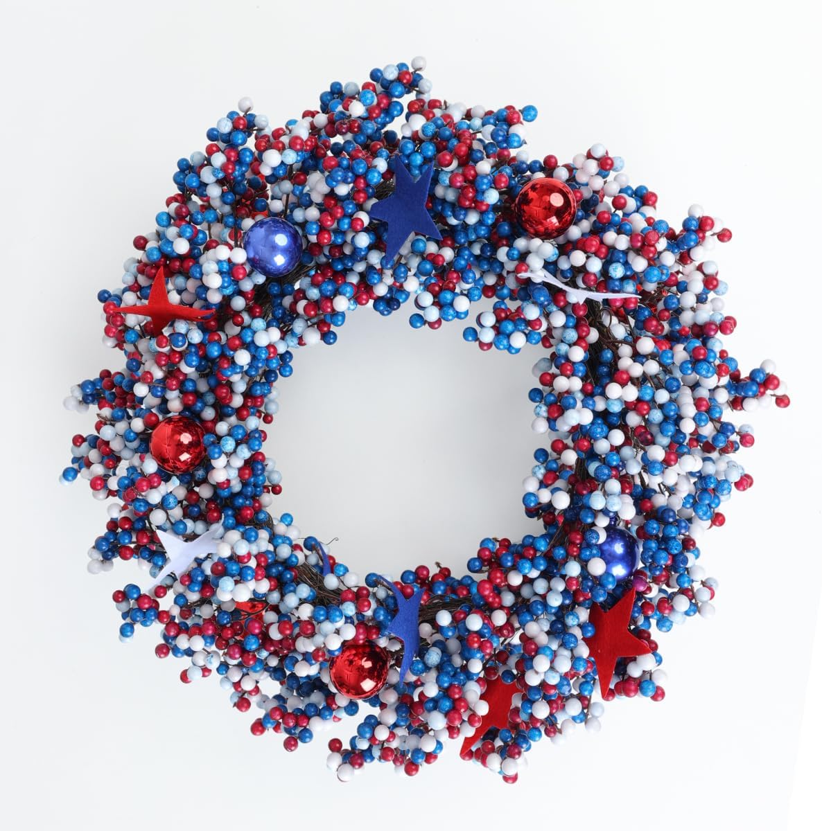 4th of July Wreath for Front Door, Patriotic Wreaths with Red White Blue Colors