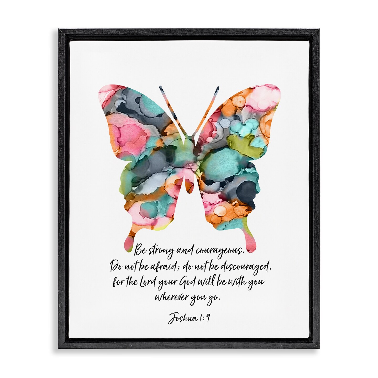 Stupell Industries Be Strong Joshua 1:9 Butterfly Floating Frame By Lisa Nohren