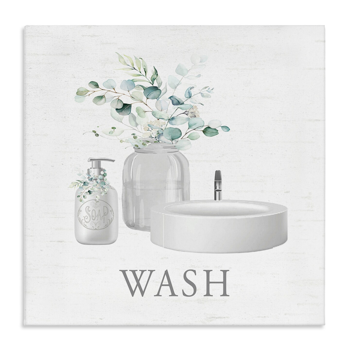 Stupell Industries Fresh Bathroom Sink Botanicals Canvas By Lettered and Lined