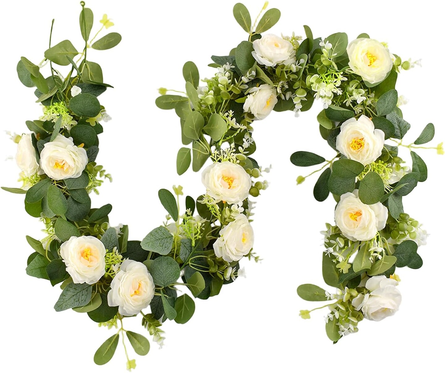 2 Pack 12Ft Artificial Eucalyptus Flower Garland