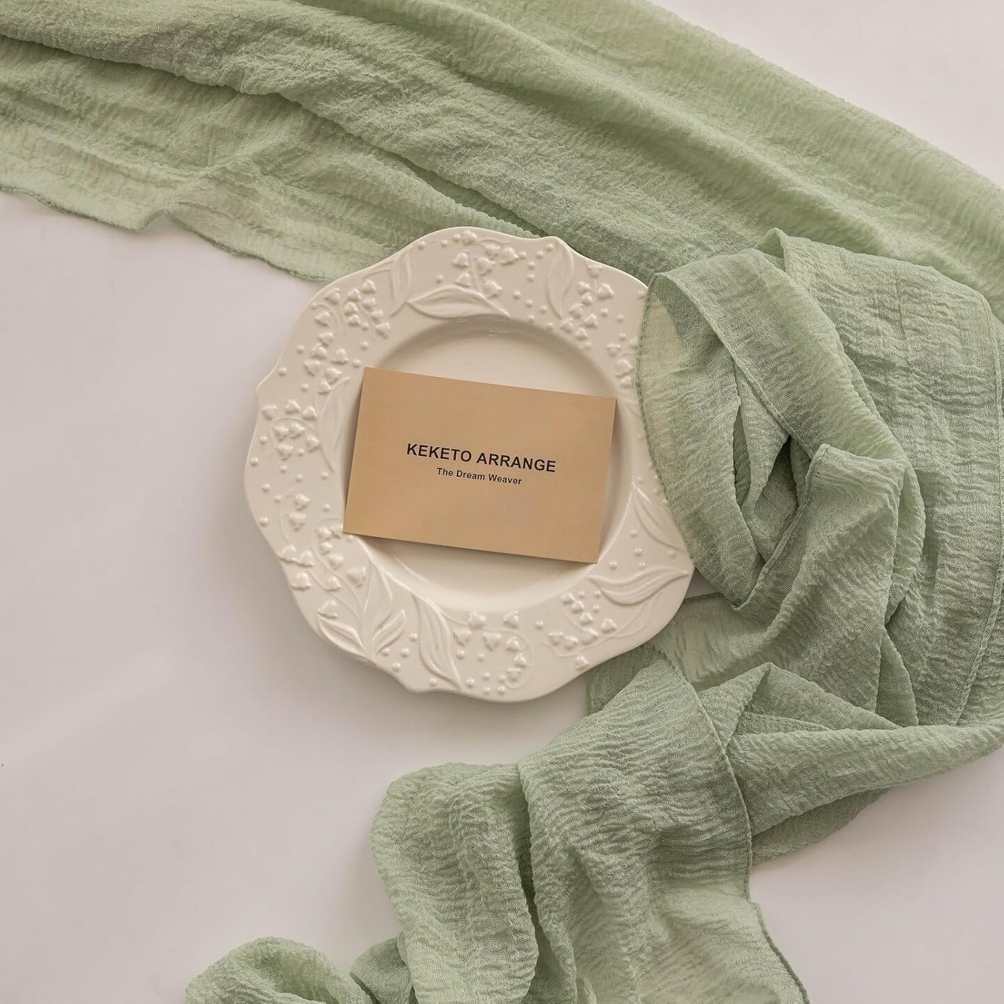 Sage Green Table Runner Cheesecloth 120 Inch 10 FT Rustic Boho Cheese Cloth