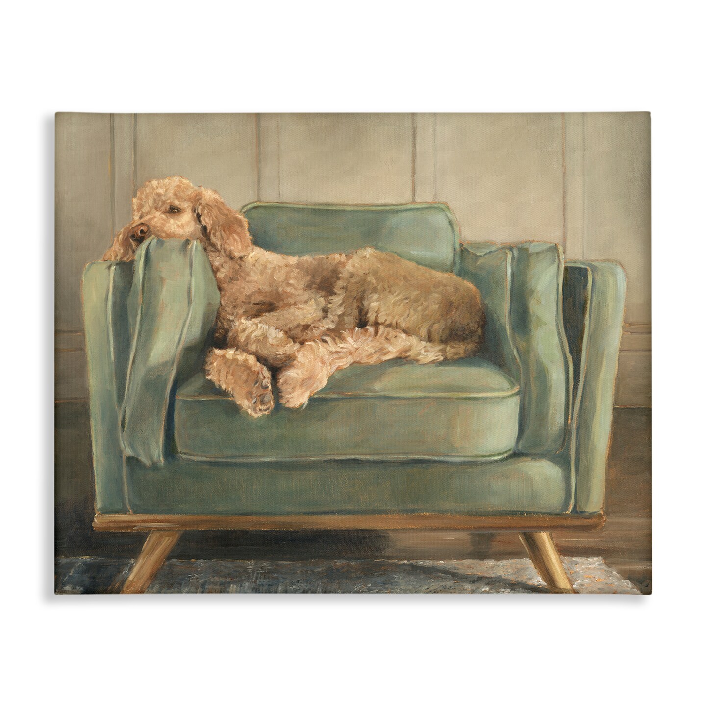 Stupell Industries Labradoodle Lounging on Sofa Canvas By Ethan Harper