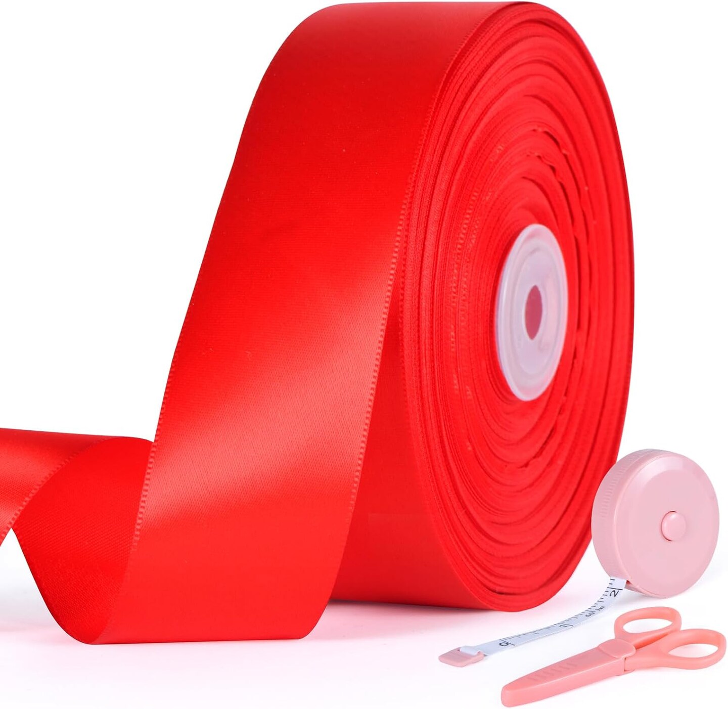 1 1/2 Inch x 50 Yards Satin Ribbon - Wide Solid Fabric