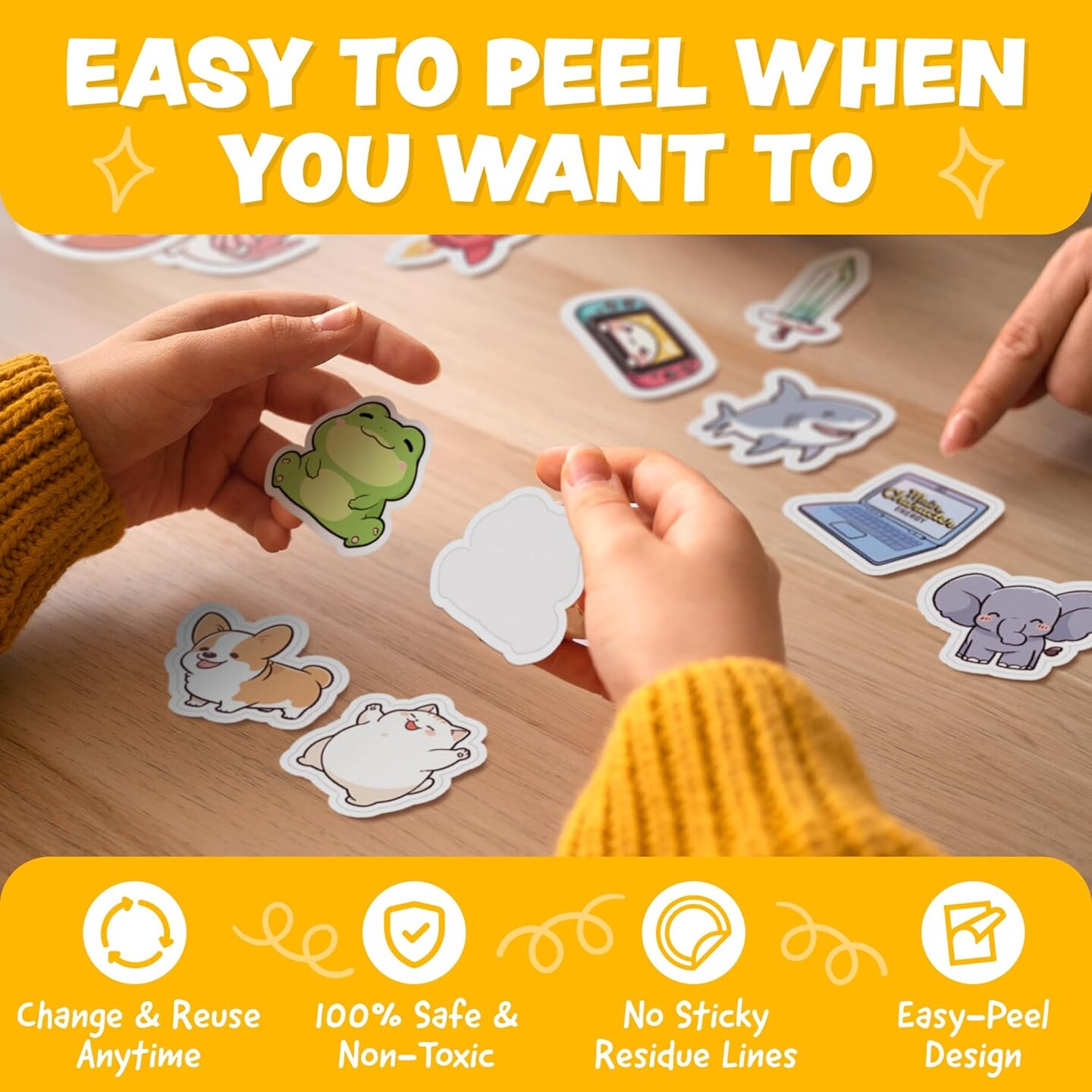 108pc Kawaii Water Bottle Stickers - Easy Peel Sticker Pack