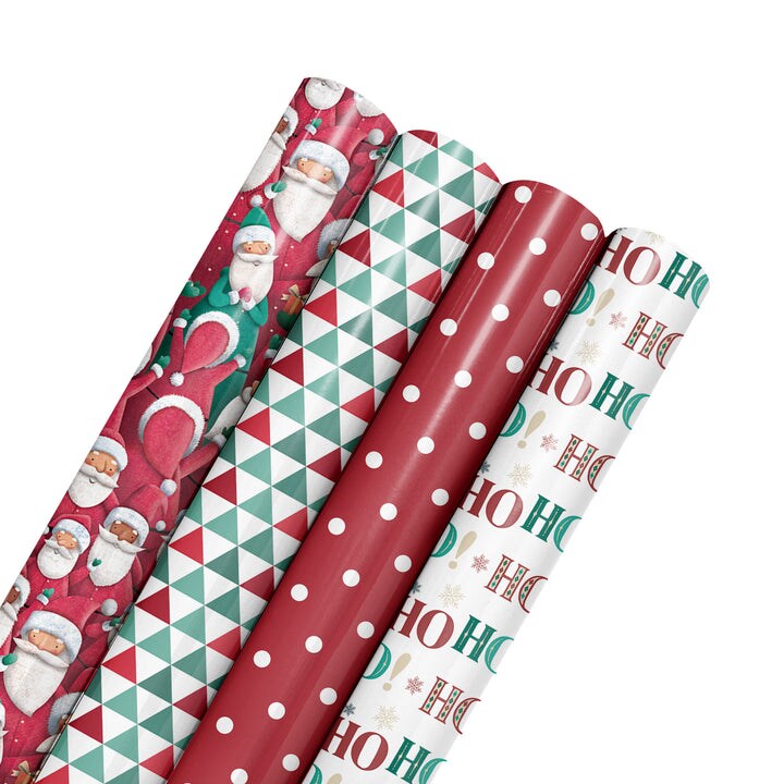 LaRibbons 30&#x22; x 10&#x27; Holiday Reversible Wrapping Paper Bundle (4-pack) | Joyful Bunch