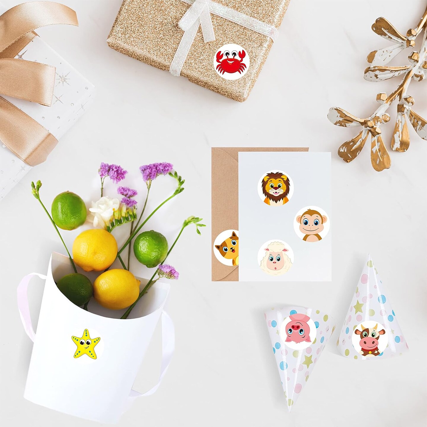 1800 PCS Round Animal Stickers