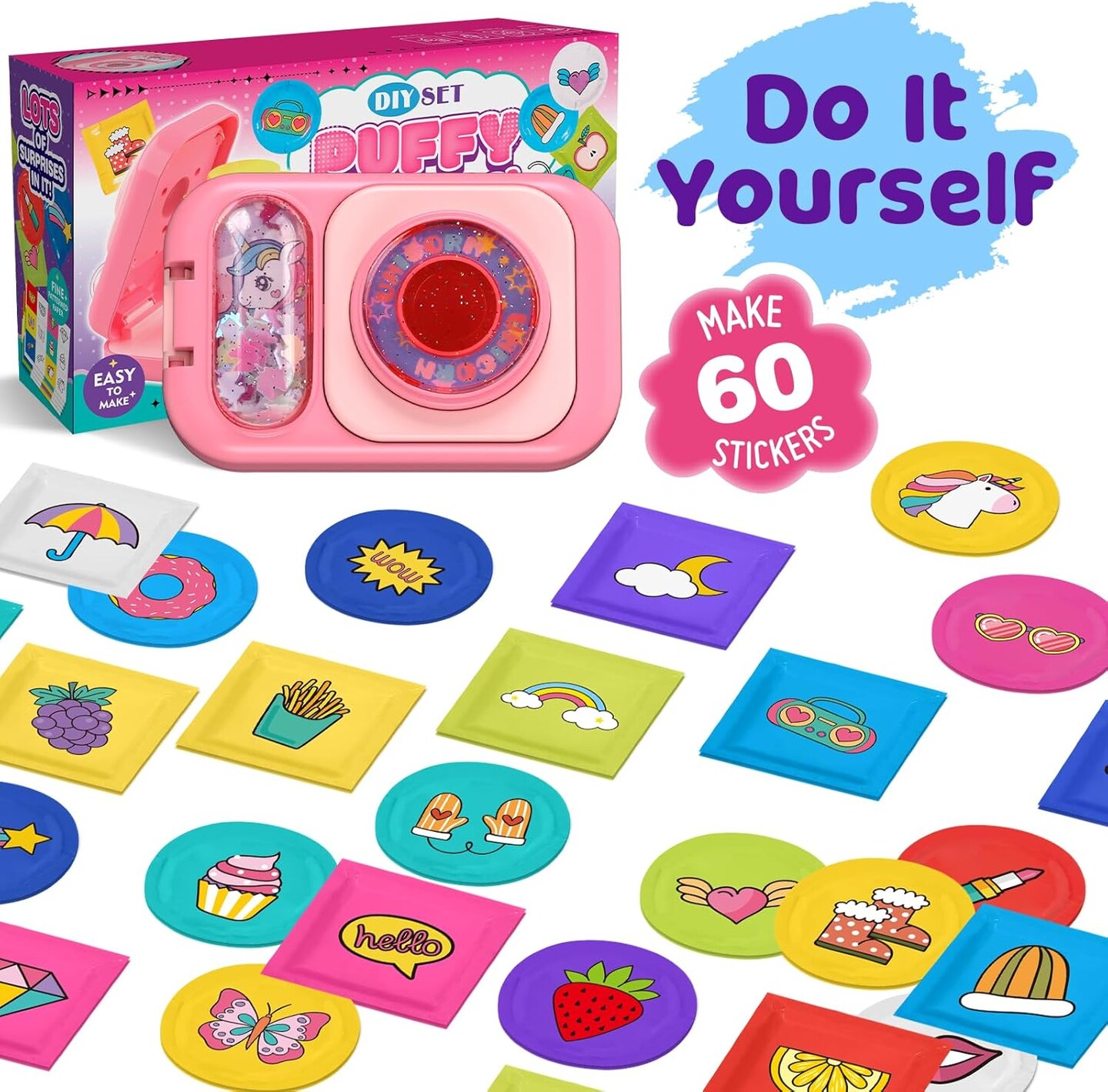 Sticker Maker Kit for Kids. Make Your Own 3D Puffy Stickers(Pink)