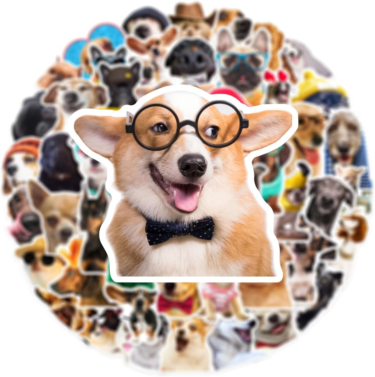50 PCS Funny Dog Stickers Cute Animal Sticker