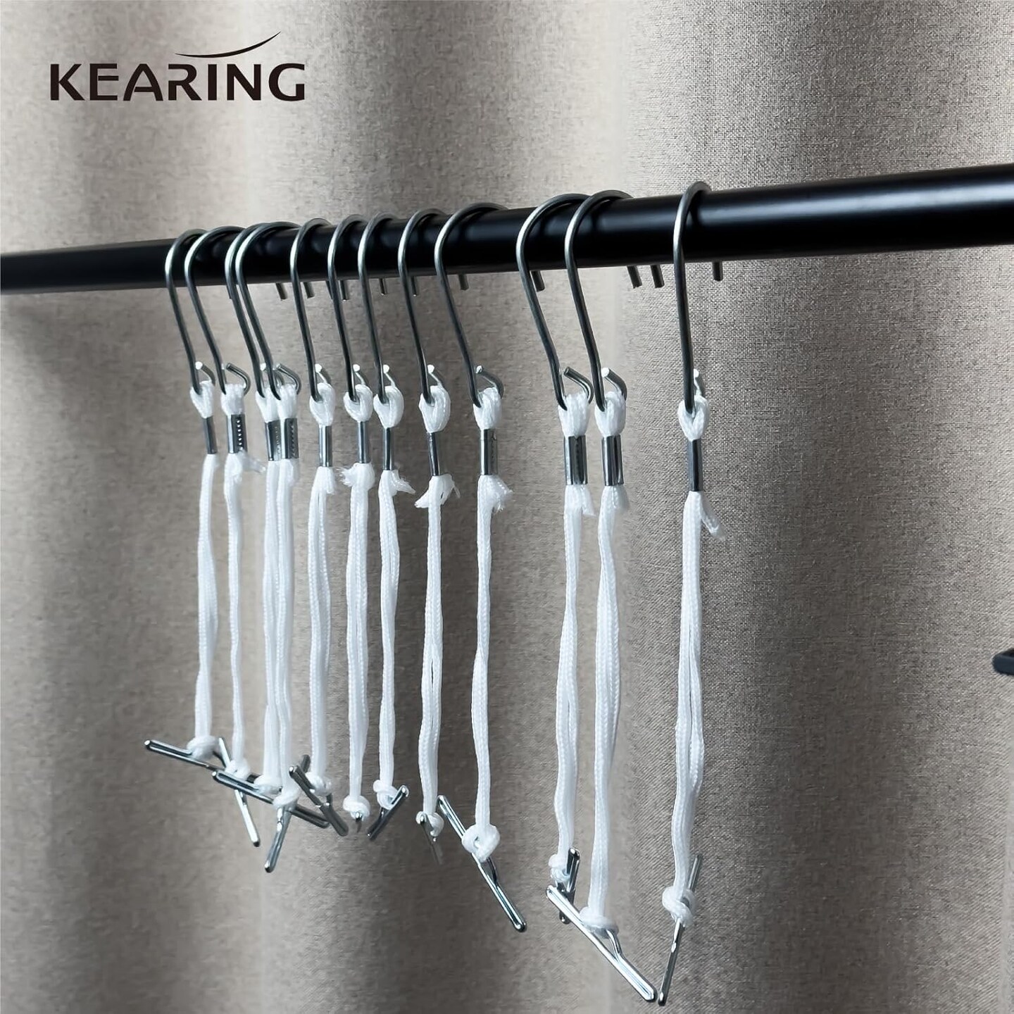 Kearing&#xAE; 12 Pack Pattern Hooks for Sewing Pattern Storage &#x2013; Steel Hooks with Nylon Cord