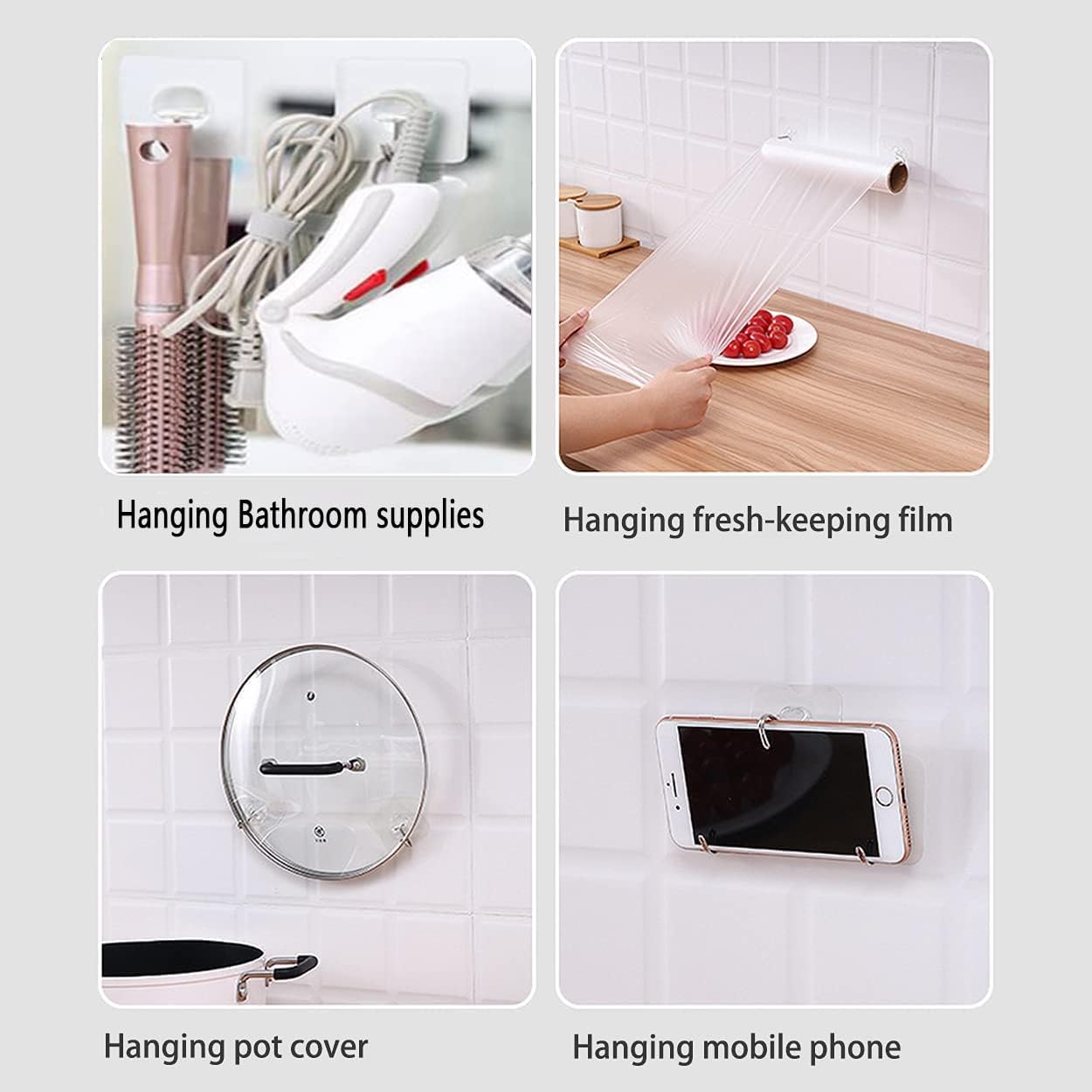 24 Packs Adhesive Hooks Kitchen Wall Hooks