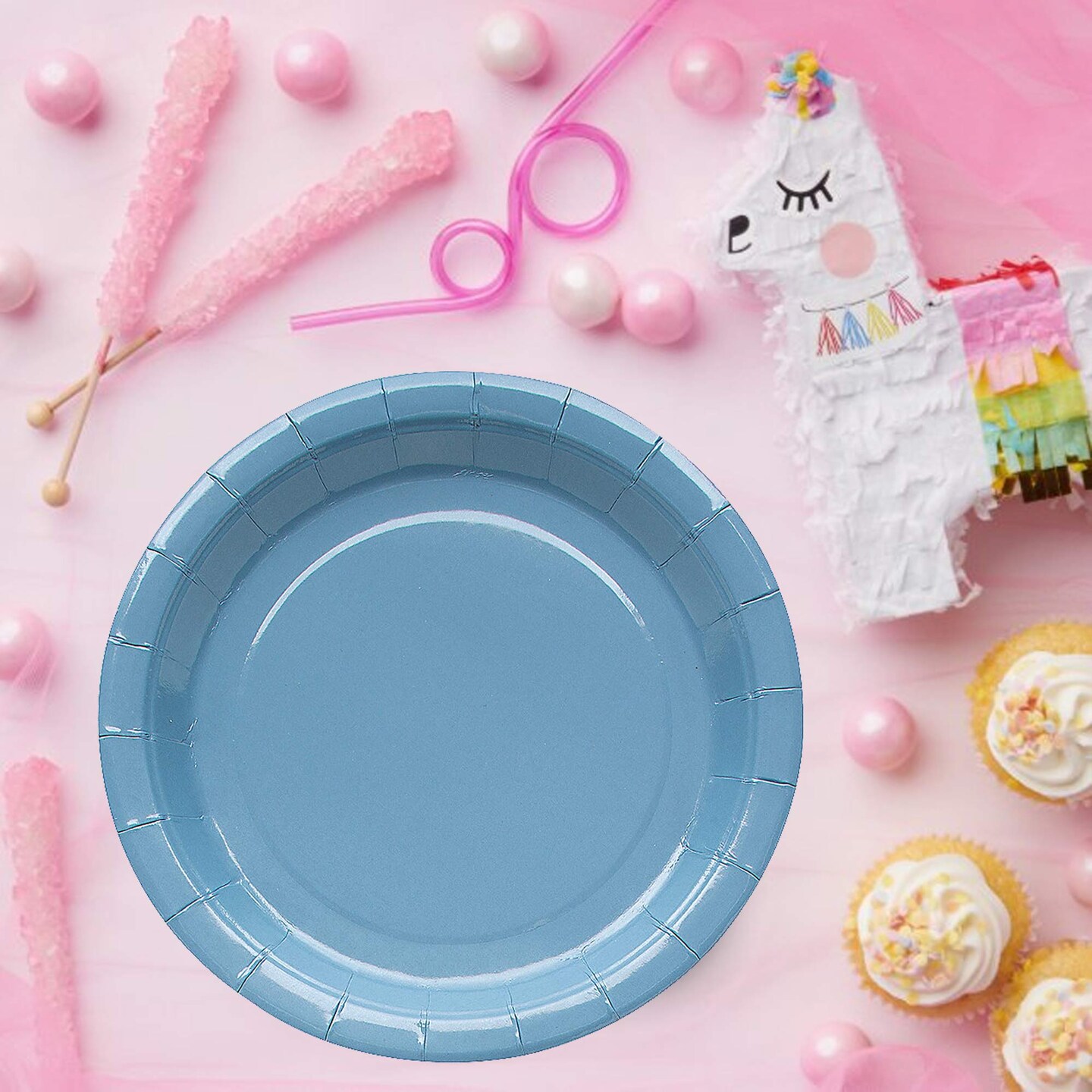 24 Count Slate Gray 7 Inch Solid Color Dessert Plates for Modern Party Snacks