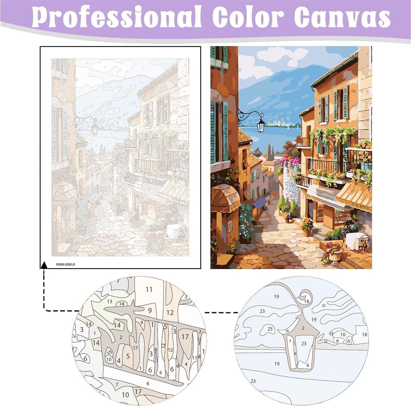 (12x16 inch)4 Pack Paint by Number for Adults Canvas, DIY Landscape Paint by Number Kits on Canvas