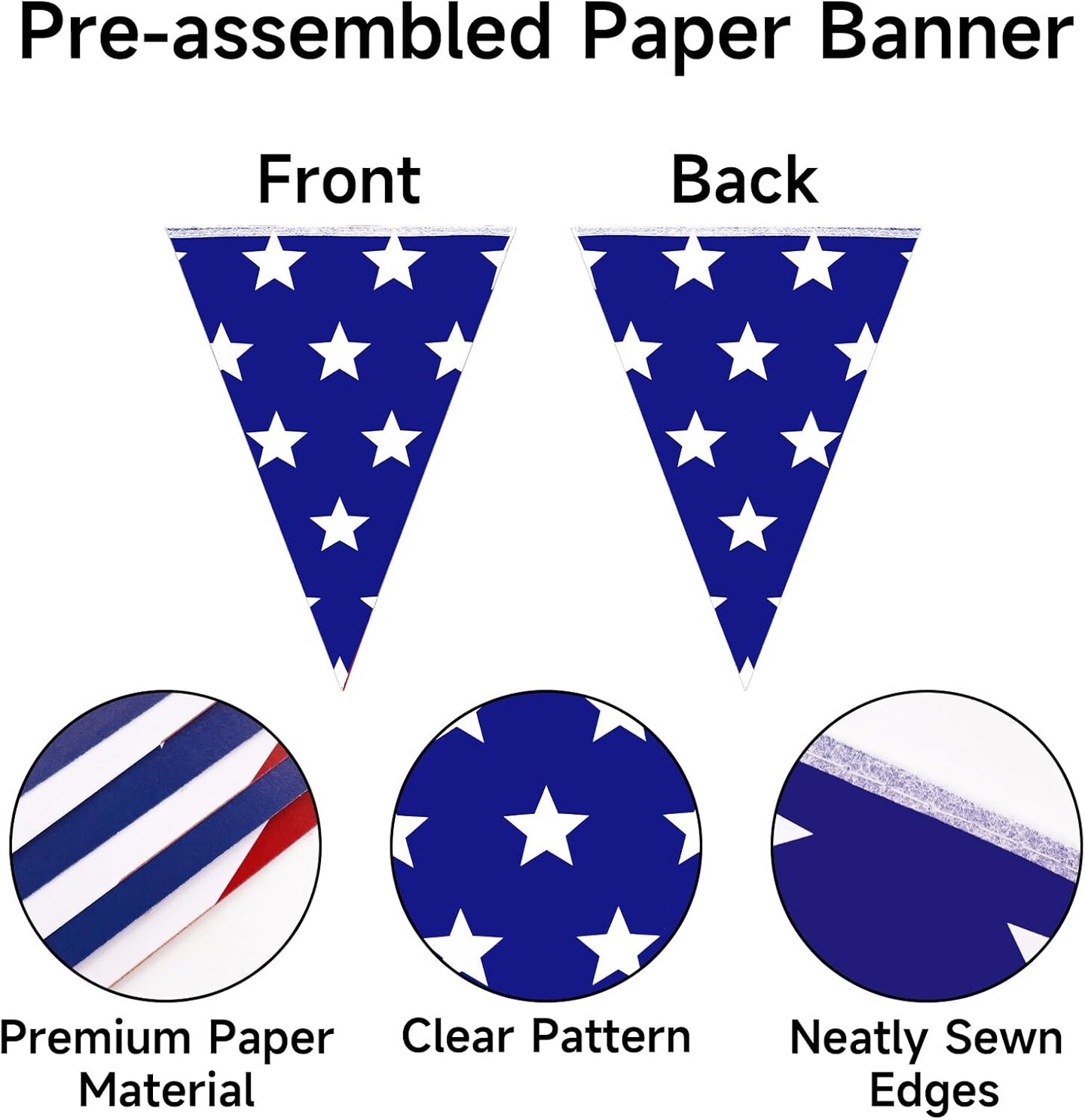 4 Pack Pre-Strung USA Flag Pennant Banner American String Flags Bunting for 4th of July